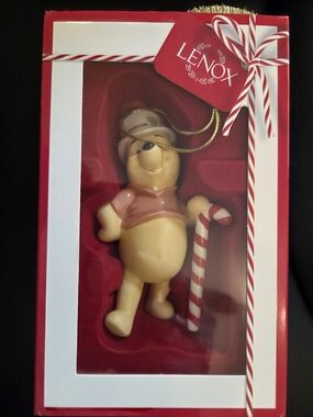 Lenox Winnie the Pooh Holiday Ornament in Red and Cream